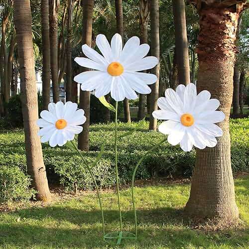 YOFNIRG Large Daisy Flowers Artificial 5.9 Ft Giant Paper Flowers Decoration Big Flowers Decor for Birthday Party Garden Office Home Wedding Graduation Shop Window Display(White) - Image 1