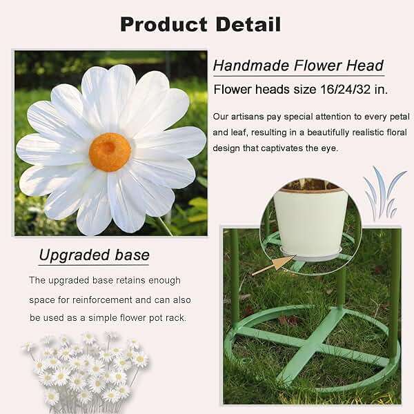 YOFNIRG Large Daisy Flowers Artificial 5.9 Ft Giant Paper Flowers Decoration Big Flowers Decor for Birthday Party Garden Office Home Wedding Graduation Shop Window Display(White) - Image 4