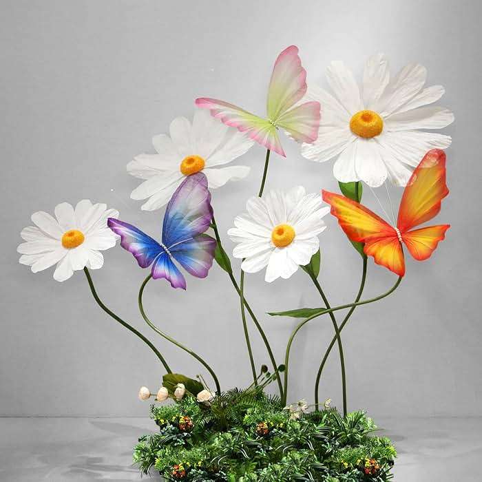 YOFNIRG Large Daisy Flowers Artificial 5.9 Ft Giant Paper Flowers Decoration Big Flowers Decor for Birthday Party Garden Office Home Wedding Graduation Shop Window Display(White) - Image 6