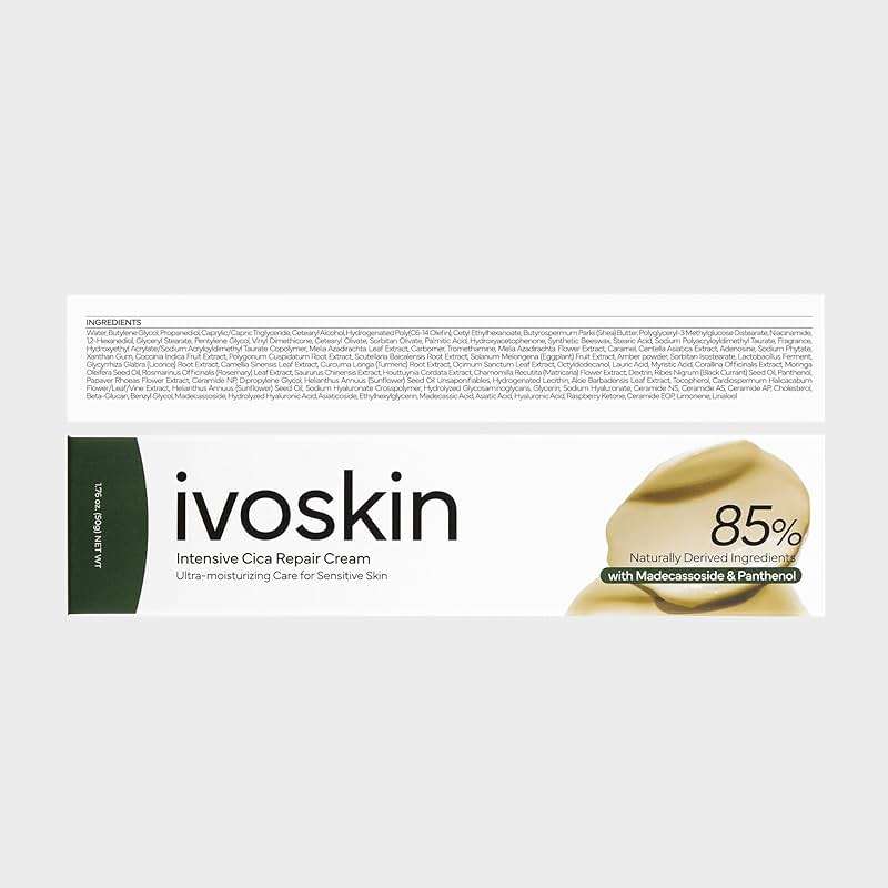IVOSKIN Cica Redness Relief Treatment Cream, Soothing & Hydrating Green Correcting Moisturizer with Madecassoside, Helps Repair Skin Barrier for Sensitive Skin, Vegan, Korean Skincare (1.76oz / 50g) - Image 8