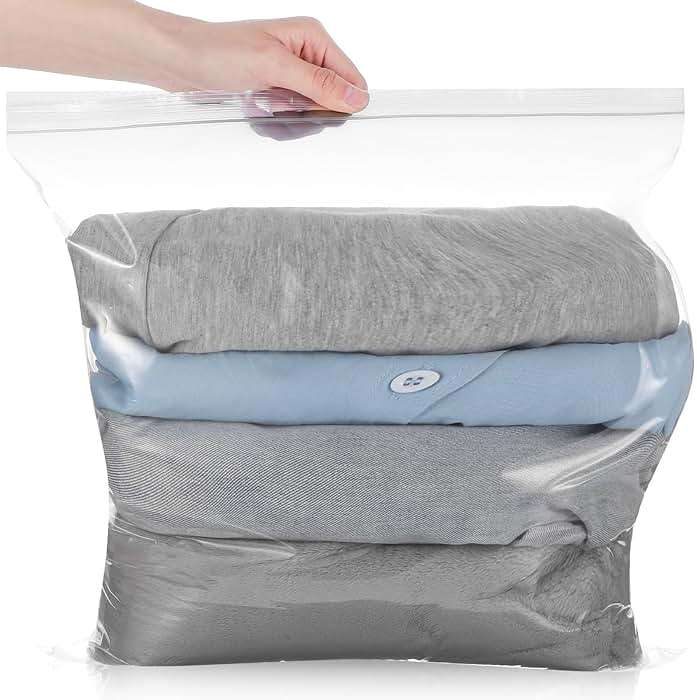 JOUTYFOR 80 Pack 16" x 18" Clear Heavy-Duty Reclosable Zipper Plastic Storage Bags for Clothes, Food, Travel & More - Image 2