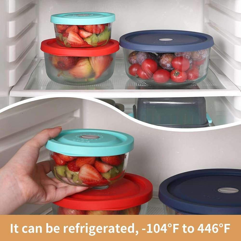 Replacement Lids for Pyrex 7202-PC 1Cup, 7200-PC 2Cup, 7201-PC 4Cup, 7402-PC 6/7Cup, 7210-PC 3Cup and 7211-PC 6Cup Rectangle, Silicone Cover for Glass Bowl 9 Pack - Image 8