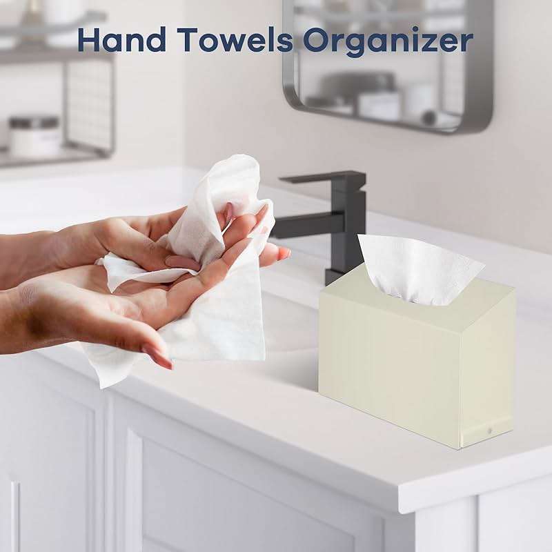 Acrylic Hand Towel Box Cover Compatible with Kleenex Disposable Hand Towels Wall-Mounted Paper Towel Dispenser Suitable for Tabletop, Bathroom, Car, and Office Use Valentine's Day Gifts (Beige) - Image 7