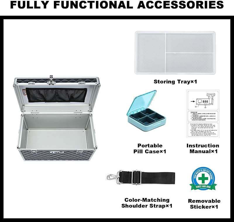 HEWEI WORKS Storage Lock Box with Combination Lock, Lockable Medicine Storage Box, Empty First Aid Box, Security Lock Box, Multipurpose Locking Box for Home and Outdoor Use (Black, X-Large) - Image 3