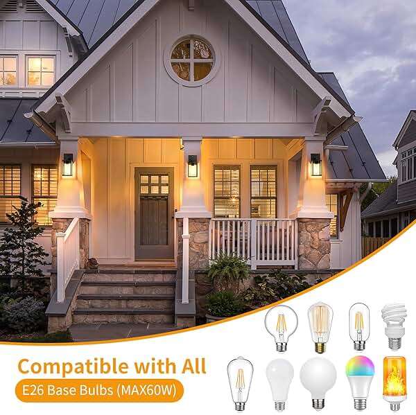 2 Pack Motion Sensor Outdoor Light Fixtures Wall Mount, H 10.24'' Small Front Porch Lights for House, Exterior Wall Sconce, Black Waterproof Lantern Lamp,Outside Coach Light for Garage Entryway Yard - Image 5