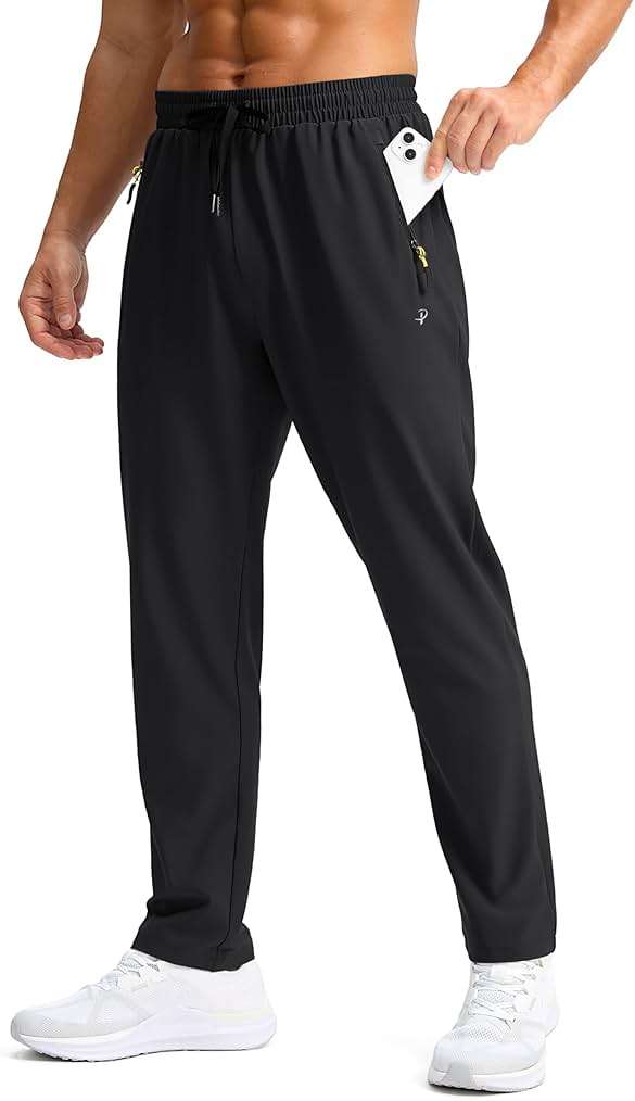Pudolla Men's Lightweight Hiking Pants Quick Dry Outdoor Sweatpants with Zipper Pockets for Athletic Workout Casual Travel - Image 1