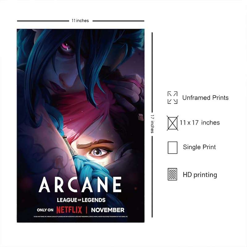 Jefuzh Anime Cartoon Arcane: League of Legends Season 2 TV Series Poster #1 - Matte Poster Frameless Gift 11 x 17 inch(28cm x 43cm),Noframe - Image 2