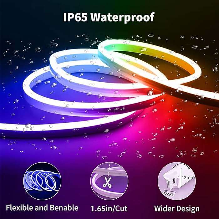 iNextStation RGB Neon LED Strip Lights, 16.4FT 12V Flexible Rope Lights Color Changing Multiple Modes Control with APP & Remote,IP65 Waterproof Neon Lights for Bedroom Decor - Image 5