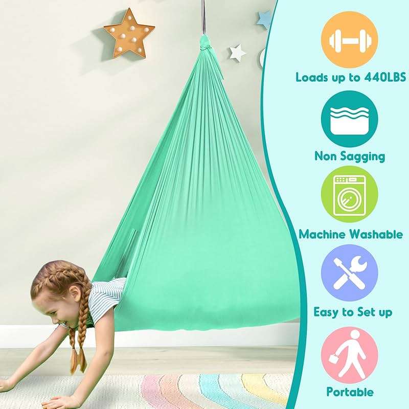 Chihee Sensory Swing Therapy Swing Hammock Indoor Outdoor for Kids,Hardware Included,Soft Breathable Nylon Cuddle Swing Joy Hammock for Child Adult with Autism,ADHD,Aspergers,Sensory Integration - Image 3