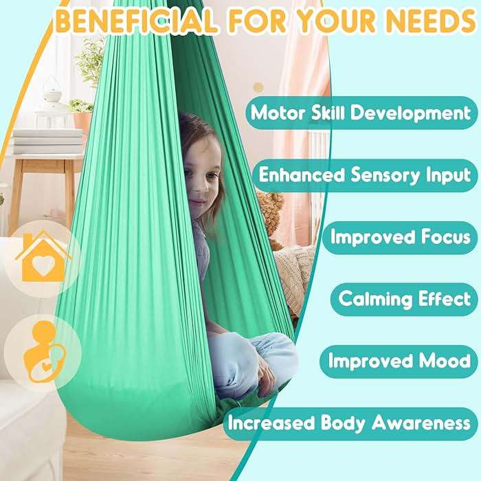 Chihee Sensory Swing Therapy Swing Hammock Indoor Outdoor for Kids,Hardware Included,Soft Breathable Nylon Cuddle Swing Joy Hammock for Child Adult with Autism,ADHD,Aspergers,Sensory Integration - Image 5