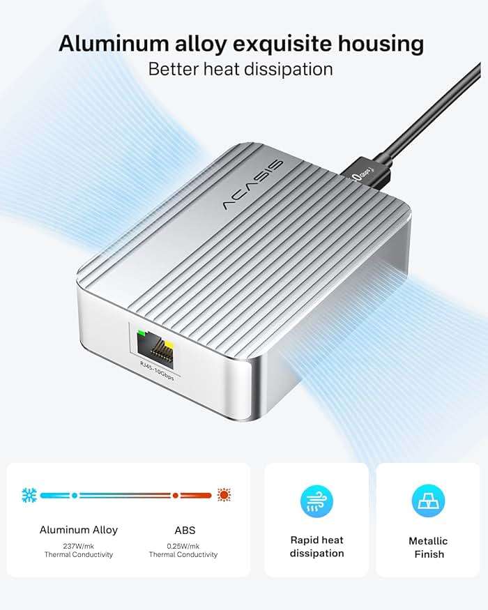 ACASIS USB4 to10gb ethernet Adapter High-Speed USB C to Ethernet Adapter OnlyCompatibleThunderbolt3/4/5/USB4 Aluminum Housing10gb ethernet Adapter Supports10/5/2.5/1Gbps/100Mb/s for Mac/Windows/Linux - Image 4