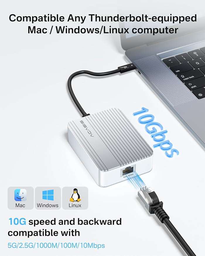 ACASIS USB4 to10gb ethernet Adapter High-Speed USB C to Ethernet Adapter OnlyCompatibleThunderbolt3/4/5/USB4 Aluminum Housing10gb ethernet Adapter Supports10/5/2.5/1Gbps/100Mb/s for Mac/Windows/Linux - Image 6