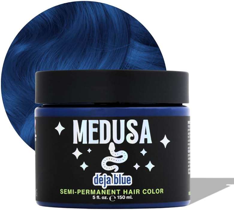 Medusa Semi-Permanent Hair Color, Vegan and Cruelty-Free Hair Dye, Last up to 24 Washes, Non-Damaging Conditioning Hair Color (Deja Blue, 5 fl oz) - Image 1