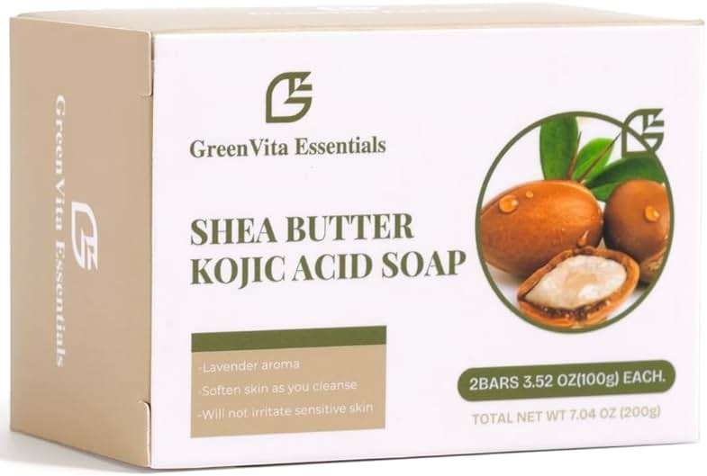 GreenVita Essentials Shea Butter Kojic Soap-Skin and Body Brightening with Shea Butter, Dark Spot Remover, Acne Fighting and Moisturizer (Pack of 2) 100g each - Image 6