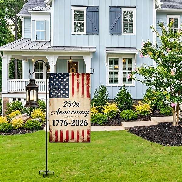 ESTTOP Heavy-Duty Garden Flag Stand with Shepherd's Hook Holder – Sturdy Metal Frame for 12x18 Inch Flags & String Lights, Weather-Resistant Outdoor Lawn, Patio, Yard Decorations - Image 7