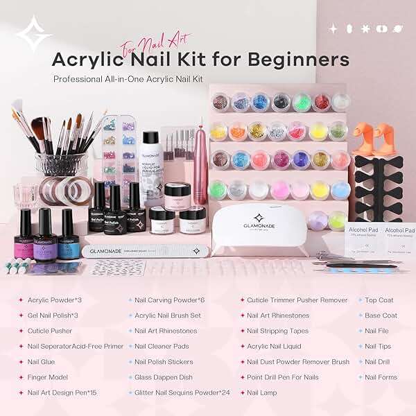 Glamonade Acrylic Nail Kit for Beginners: Professional Acrylic Nail Kit Set with Everything with Drill Powder Nail Art Starter Tech Kit at Home Salon Gift - Image 2