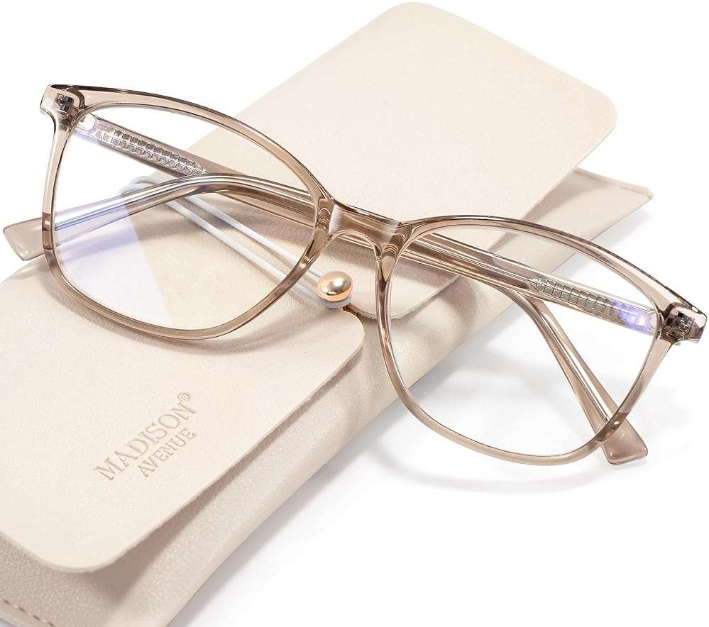 Madison Avenue Square Vintage TR90 Blue Light Blocking Reading Glasses for Women, Anti Eyestrain/Glare Computer Readers - Image 1