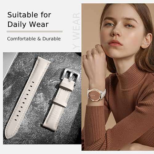 Laband 18mm Leather Watch Band Compatible with Garmin Venu 3S 41mm/Venu 4 41mm/Venu 2S/Vivoactive 4S/Vivomove 3S/Forerunner 265S/Forerunner 255S, Genuine Leather Soft Strap Wristband for Women Men - Image 7