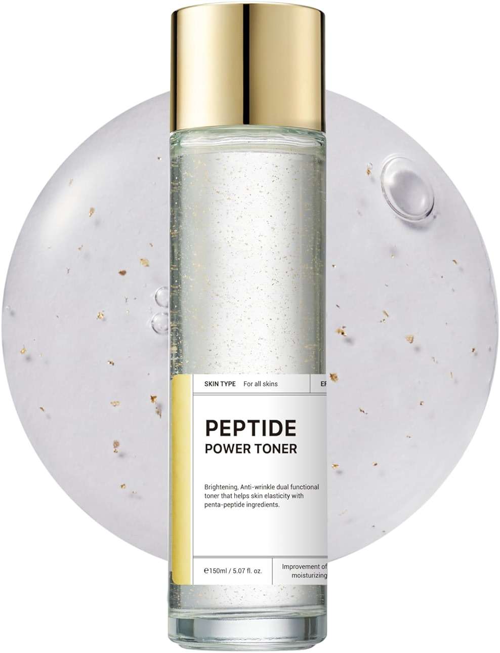 BOM Cosmetics Peptide Power Toner 5.07 Fl Oz, Hydrating Serum-Like Toner with Penta-Peptides and 99% Pure Gold for Skin Collagen Boost, Smoothness, and Long-Lasting Moisture, Korean Skincare - Image 1