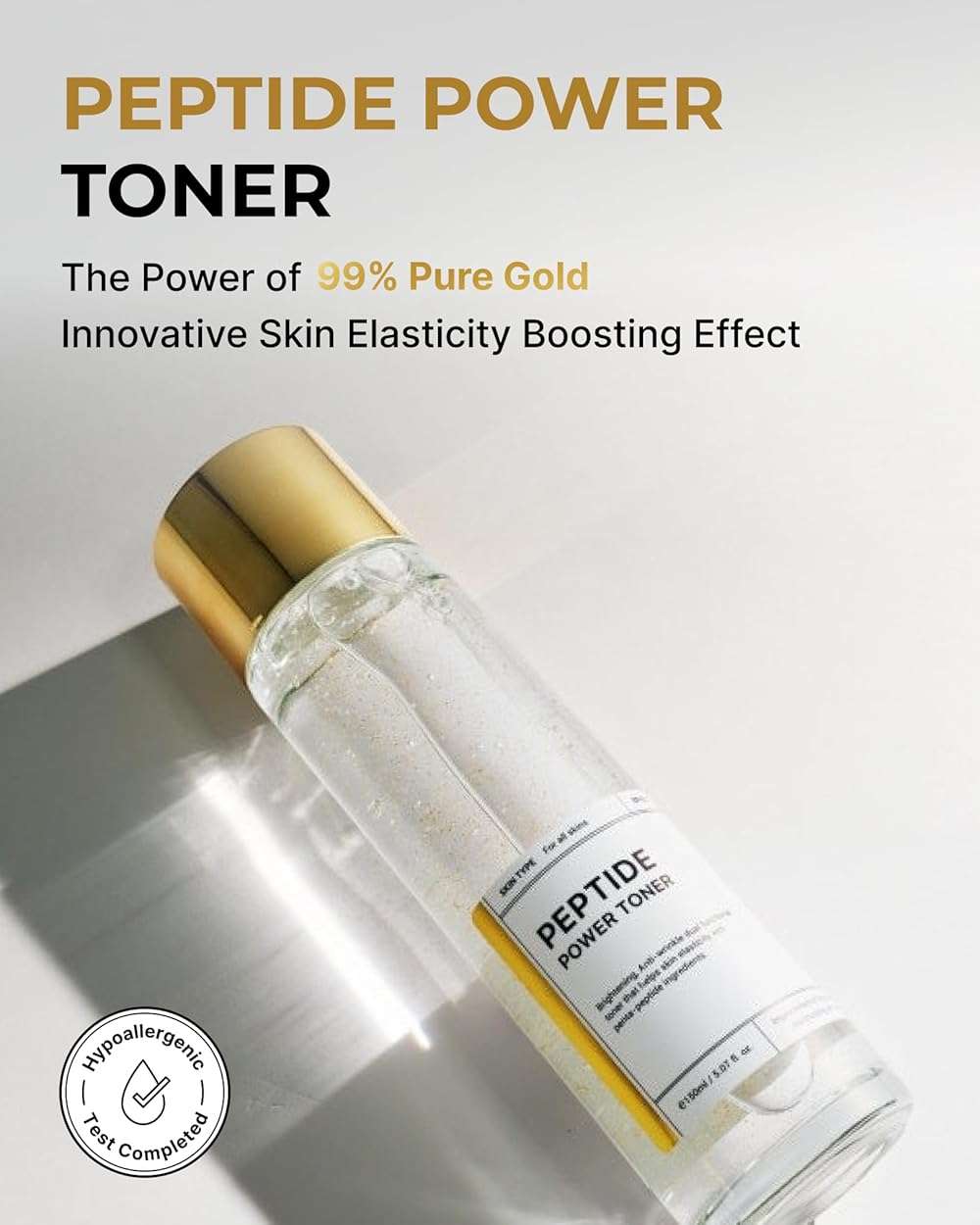 BOM Cosmetics Peptide Power Toner 5.07 Fl Oz, Hydrating Serum-Like Toner with Penta-Peptides and 99% Pure Gold for Skin Collagen Boost, Smoothness, and Long-Lasting Moisture, Korean Skincare - Image 2