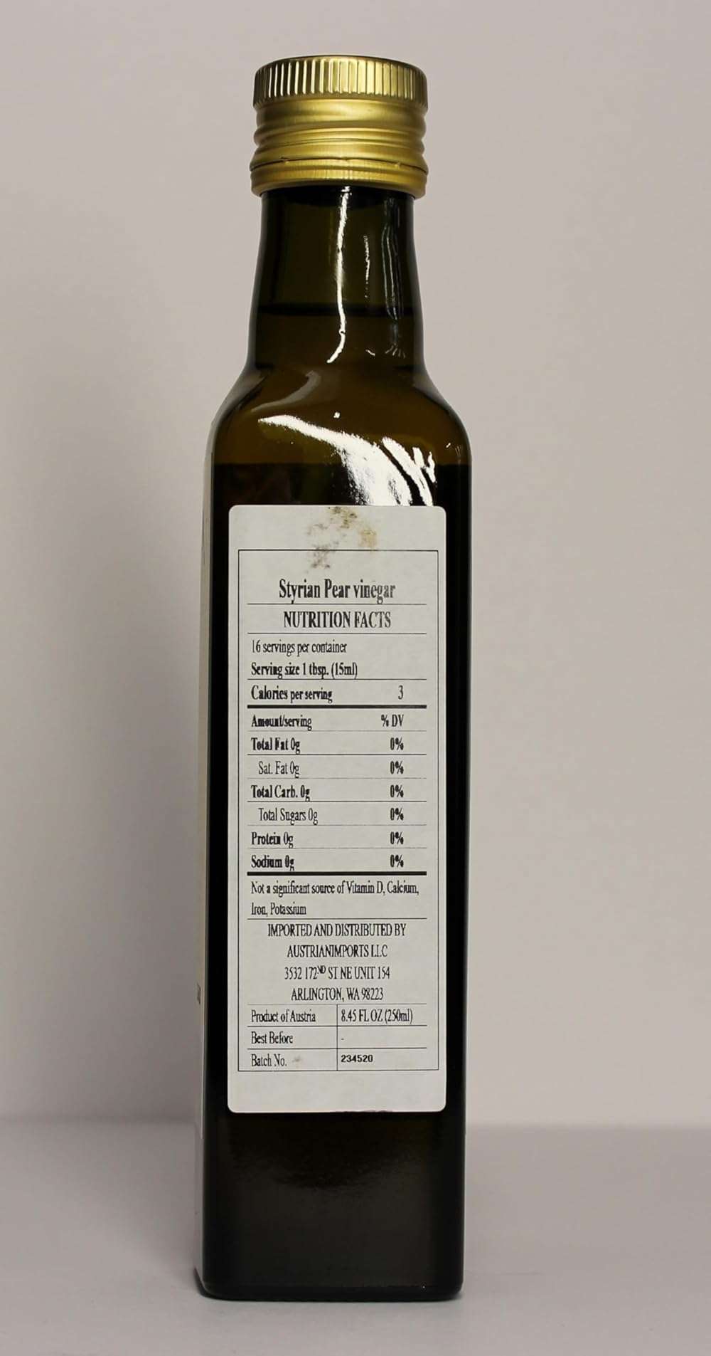 Pelzmann Pear Vinegar (Naturally) Clouded, 250ml (8.5 fl oz) Bottle, 100% Pure, Made from Natural Juices, Product of Austria - Image 2