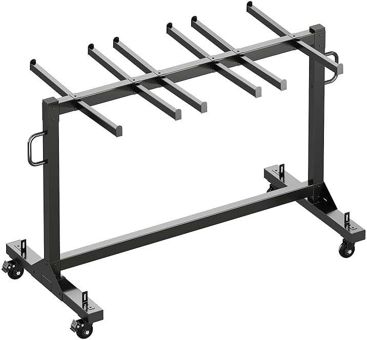Specraft Folding Chair Rack and Table Cart for 12 Tables or 42 Chairs, 550 lbs Capacity, PU Wheels, Dust Cover, Elastic Cords, Black - Image 8