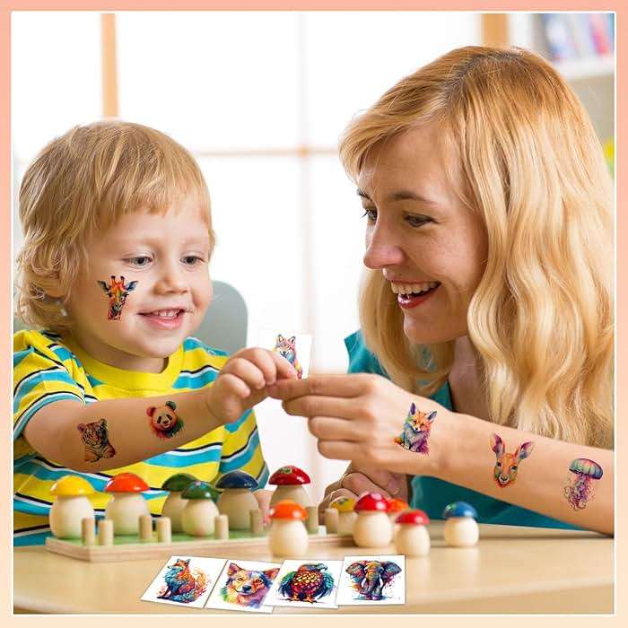 102 PCS Individually Wrapped Watercolor Animals Temporary Tattoo for kids - Cute Animals Temporary for Girls Boy Body Arm Shoulder Cute Tattoos Stickers, Birthday Party Supplies Gifts for Kids - Image 5