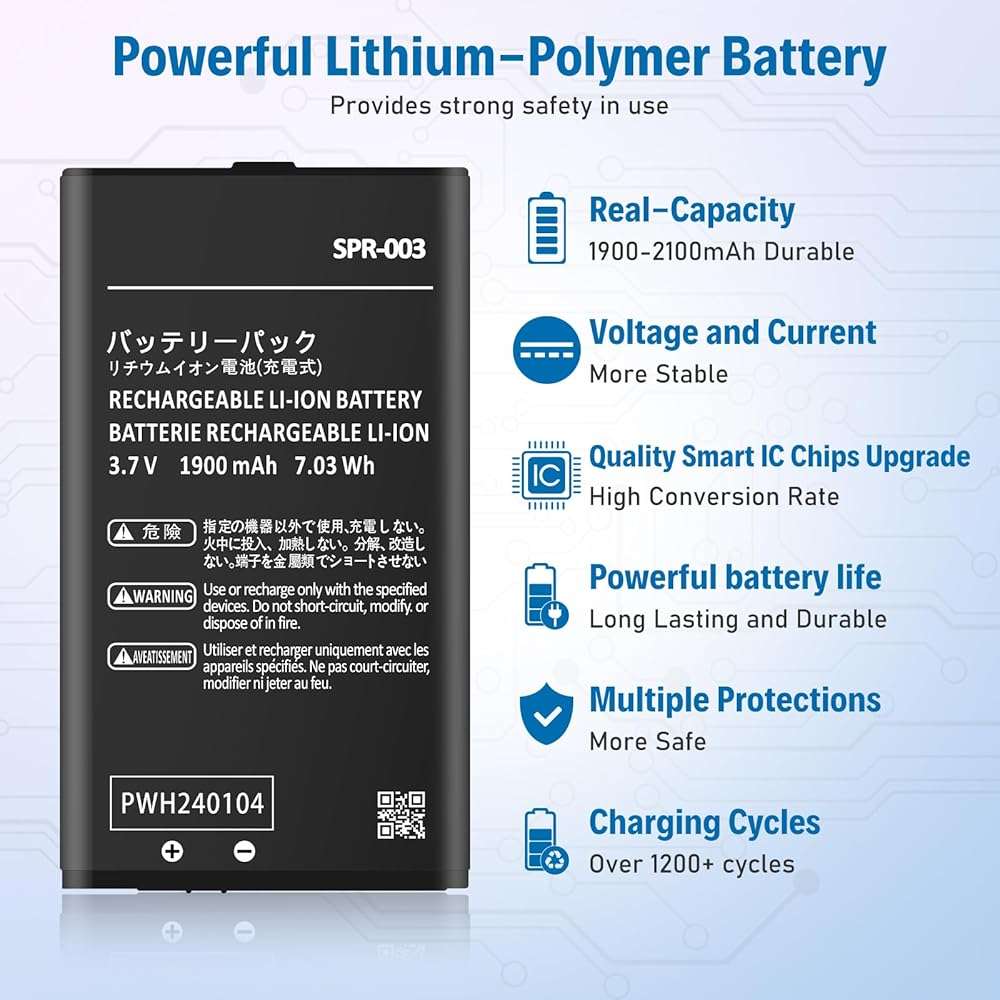 JUBOTY 3DS XL Battery, 1900mAh Ultra High Capacity SPR-003 Li-ion Battery Replacement for Nintendo New 3DS XL/ 3DS LL/New 3DS LL Game Console– 2026 Upgraded, Powerful, Long-Lasting - Image 3