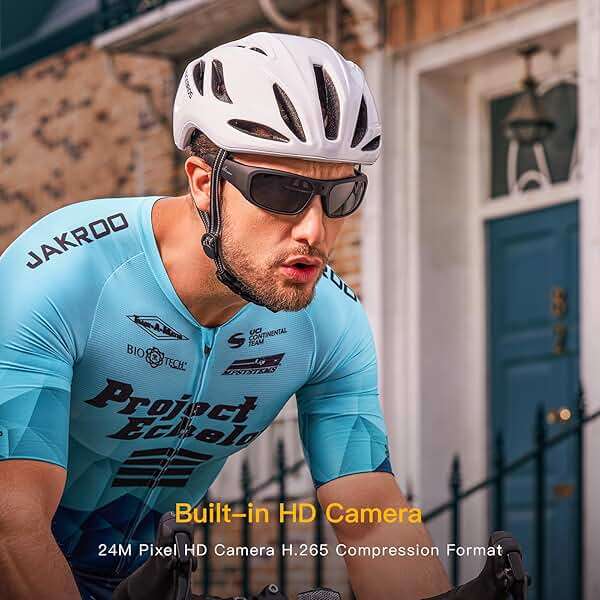 OHO Ultra-Thin Lightweight Sports Camera Sunglasses, 24MP Camera, 1080P Video, Water Resistant UV400 Lens - Image 2