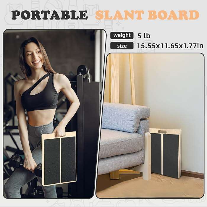 OiZenhio Portable Slant Board for Calf Stretching Squats Calf Stretcher Physical Therapy Equipment Adjustable Incline Board for Knees Ankle Heel Feet Leg - Image 6