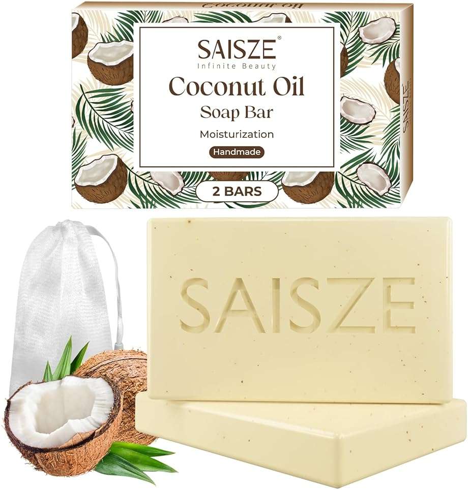 SAISZE Handmade Coconut and Shea Butter Soap - 8 oz, Cold Process, Organic Soap Enriched with Coconut oil, Shea, Body Bars for Women and Men - Image 1