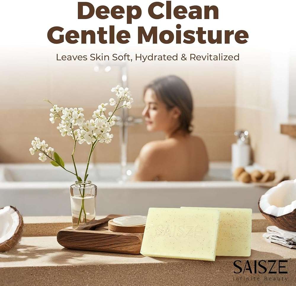 SAISZE Handmade Coconut and Shea Butter Soap - 8 oz, Cold Process, Organic Soap Enriched with Coconut oil, Shea, Body Bars for Women and Men - Image 2