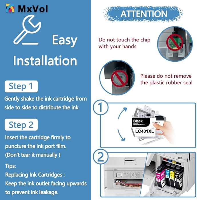 LC401XL MFC-J1010DW LC401 Ink Cartridges for Brother Printer LC 401XL 401 Ink Cartridge Compatible for MFC J1010DW MFC-J1170DW MFC-J1800DW MFC-J1012DW Series Printer (4-Pack, High Yield) - Image 5