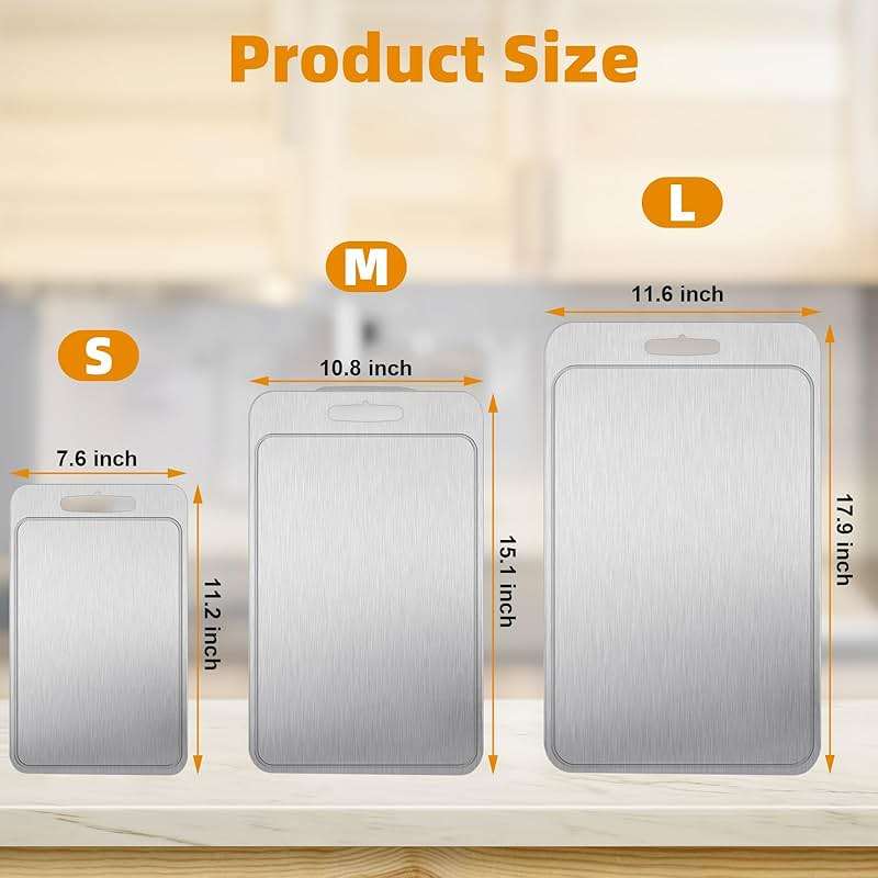 3Pcs Titanium Cutting Boards - 100% Pure Titanium, Double-Sided, Food Grade, Rust-Proof, Durable, Perfect for Meat, Fruit & Vegetables - Premium Kitchen Cutting Mat Holiday Gifts for Women Wife - Image 2