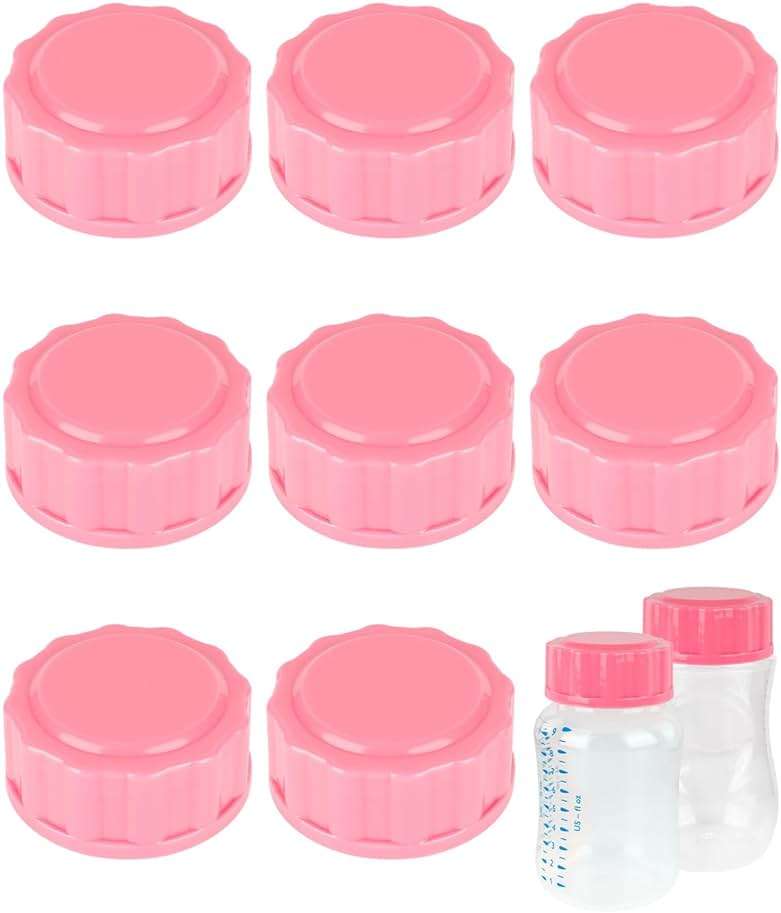 Travel and Storage Bottle Caps Compatible with Avent Baby Bottles, Bottle Lids Replacement, 8 Count, Pink - Image 2