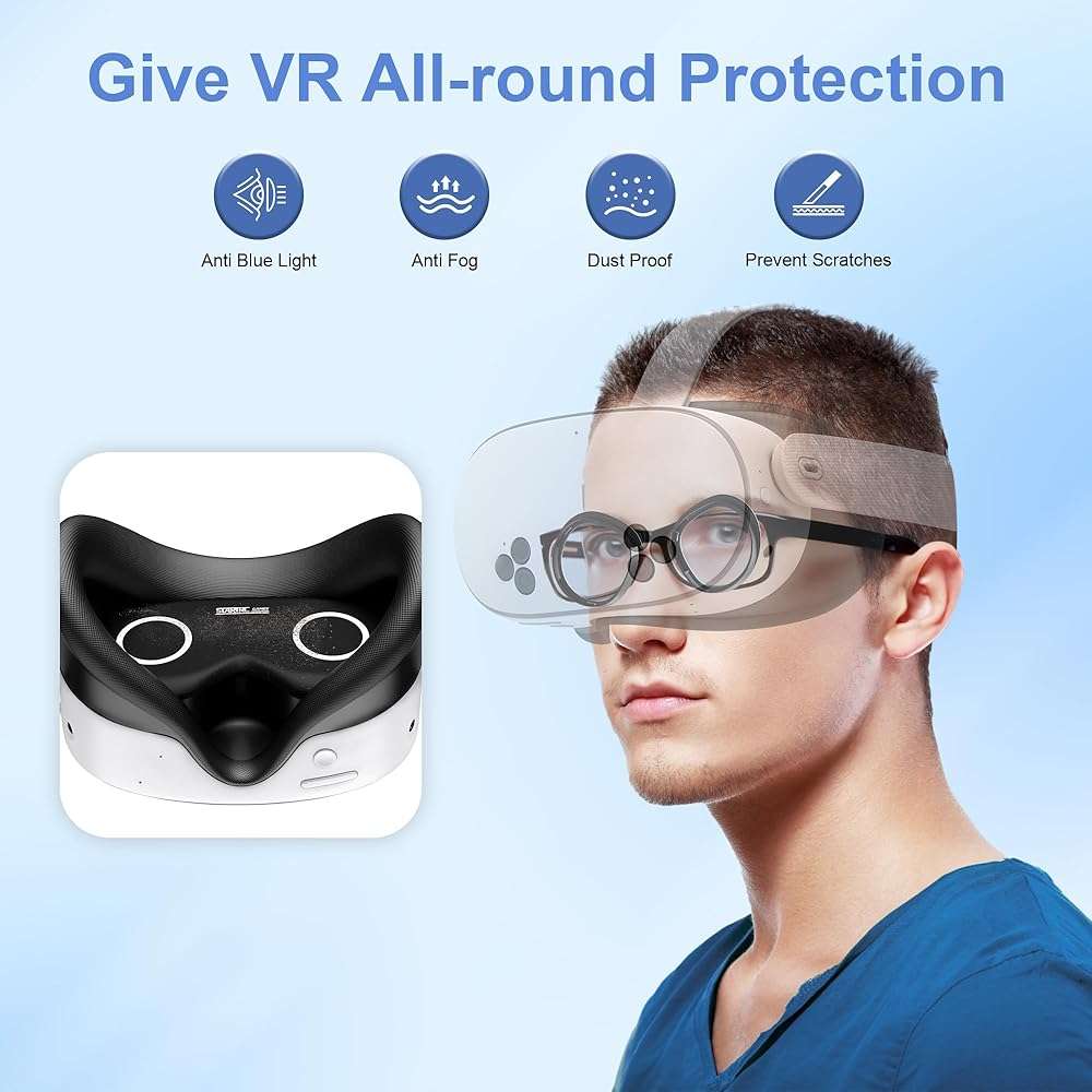 STARTRC GAMES Lens Protector Set Compatible with Meta Quest 3S Accessories, Soft Lens Protector Cover, Glasses Spacer with Blue Light Blocking Glasses for Oculus Quest 3S/Quest 2 (Not Fit for Quest 3) - Image 2