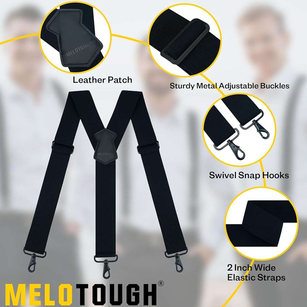 MELOTOUGH Suspenders for Men 2 Inch Wide Y Back Adjustable Elastic Big and Tall Suspenders with Swivel Hooks for Jeans - Image 2