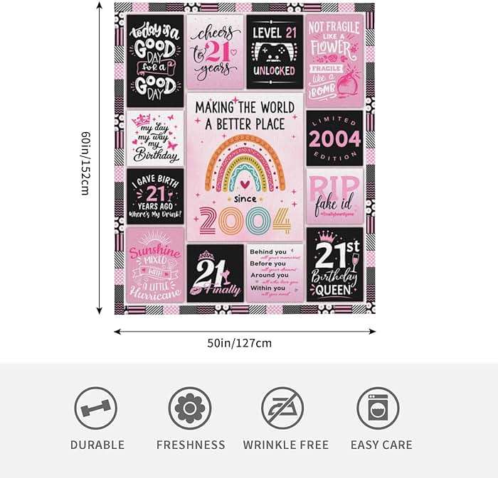 Fluxflix 21st Birthday Gift for Her - 21 Year Old Birthday Gift for Her - Gifts for 21st Birthday Female - 21st Birthday Gifts for Women/Daughter - 21st Birthday Gift Ideas Blanket 60"X50" - Image 3