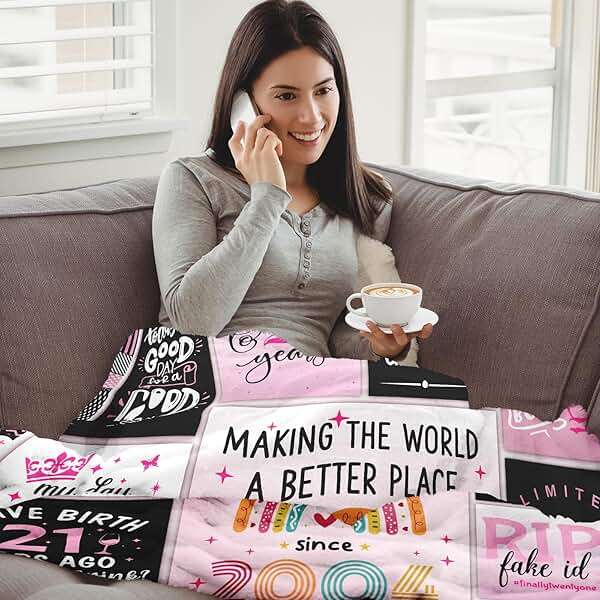Fluxflix 21st Birthday Gift for Her - 21 Year Old Birthday Gift for Her - Gifts for 21st Birthday Female - 21st Birthday Gifts for Women/Daughter - 21st Birthday Gift Ideas Blanket 60"X50" - Image 5
