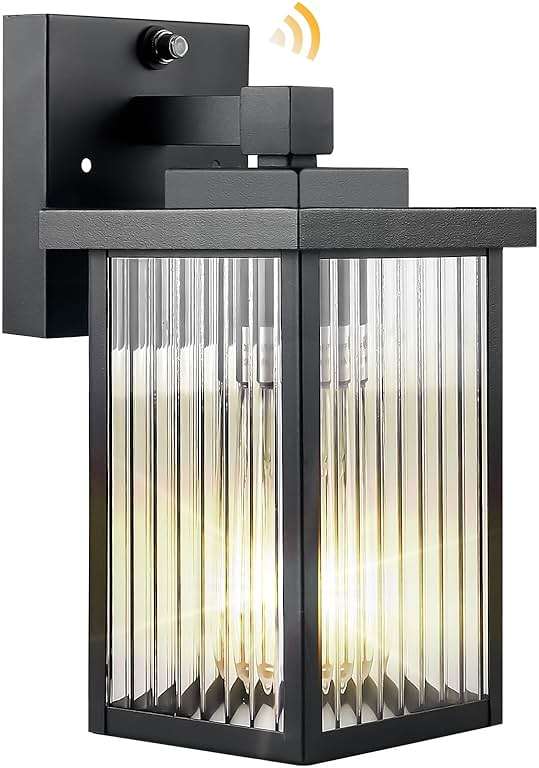 hameso Dusk to Dawn Outdoor Wall Light Fixture, Waterproof Exterior Porch Light with Tempered Glass, Wall Lantern for House Front Door Garage Patio - Image 1