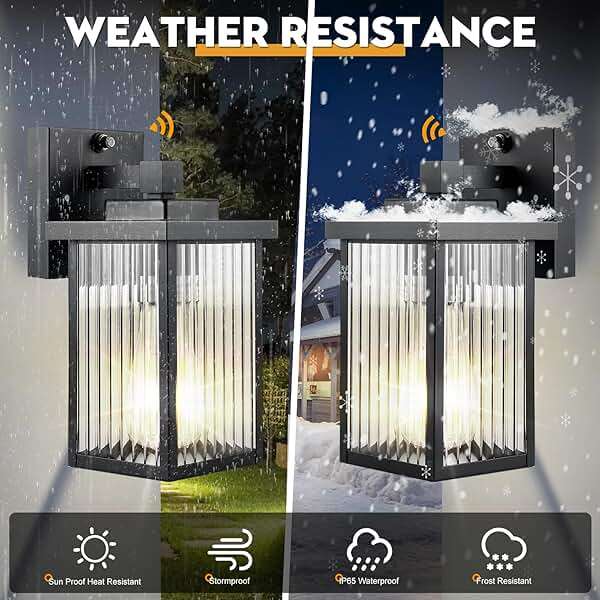 hameso Dusk to Dawn Outdoor Wall Light Fixture, Waterproof Exterior Porch Light with Tempered Glass, Wall Lantern for House Front Door Garage Patio - Image 4