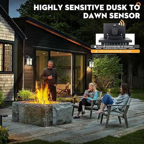hameso Dusk to Dawn Outdoor Wall Light Fixture, Waterproof Exterior Porch Light with Tempered Glass, Wall Lantern for House Front Door Garage Patio - Image 7