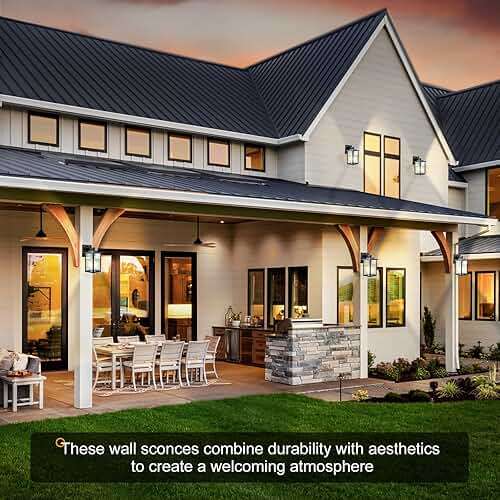 hameso Dusk to Dawn Outdoor Wall Light Fixture, Waterproof Exterior Porch Light with Tempered Glass, Wall Lantern for House Front Door Garage Patio - Image 8