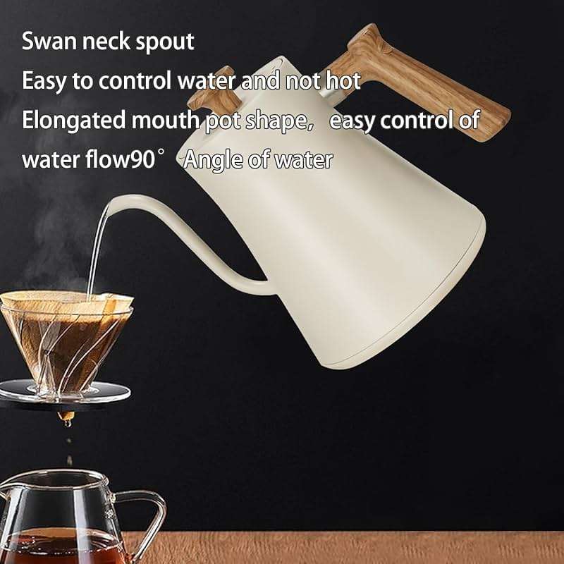 Electric Kettles, Gooseneck Electric Kettle, ±1℉ Temperature Control, Stainless Steel Inner, Quick Heating, for Pour Over Coffee, Brew Tea, Boil Hot Water, 0.9L (White) - Image 5