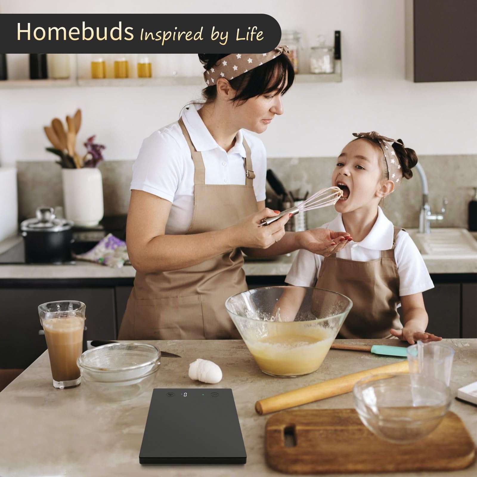 Homebuds 22lb/10kg Food Scale, Precision 0.1oz/1g by Our Professional Scale Factory Since 2001, Kitchen Scales Digital Weight Grams and Ounces for Cooking and Baking, LED, 3*AAA Batteries, Black - Image 2