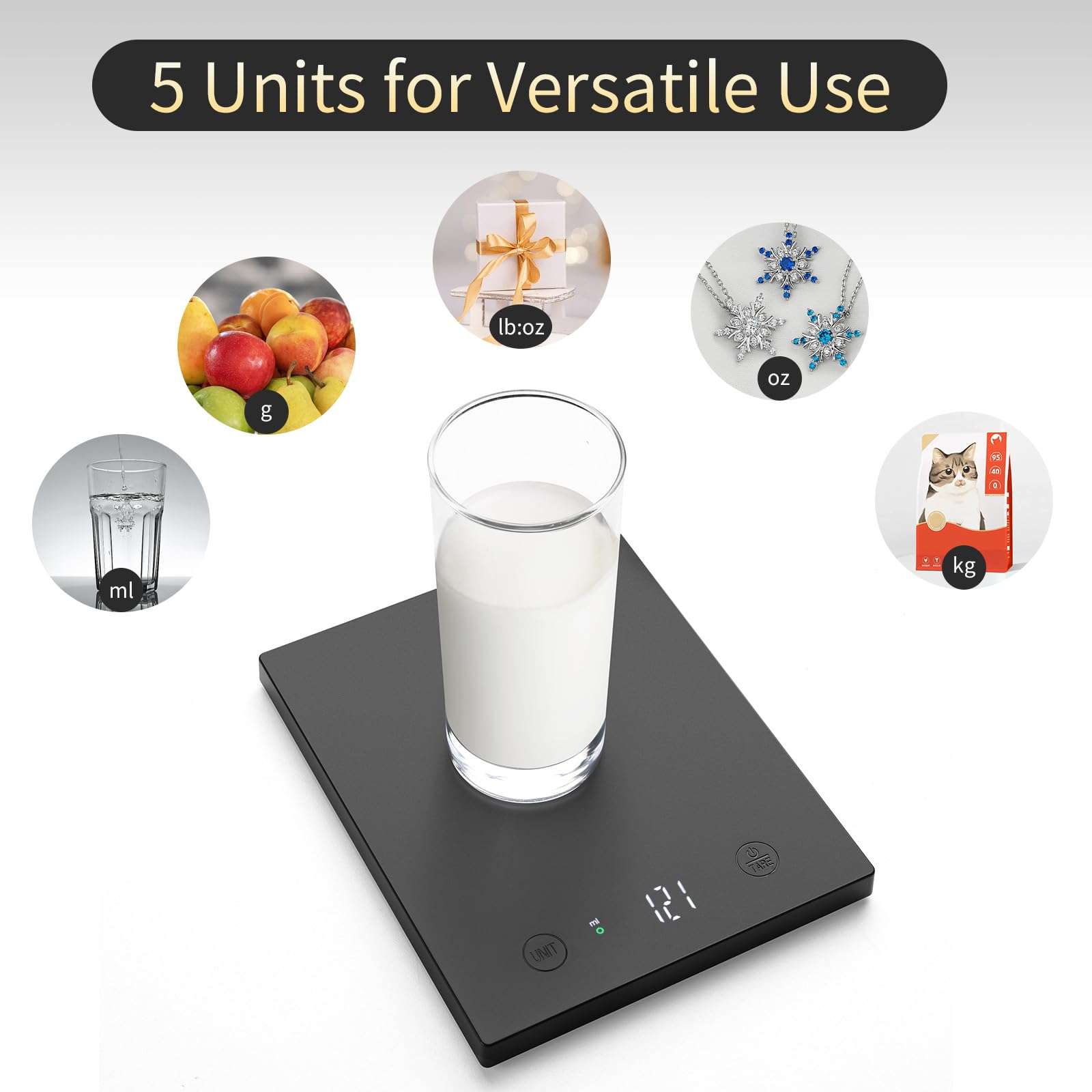 Homebuds 22lb/10kg Food Scale, Precision 0.1oz/1g by Our Professional Scale Factory Since 2001, Kitchen Scales Digital Weight Grams and Ounces for Cooking and Baking, LED, 3*AAA Batteries, Black - Image 5