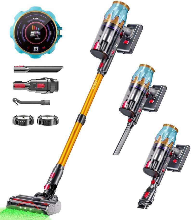KARDV Cordless Vacuum Cleaner, 45Kpa/550W Stick Vacuum with Touch Screen, Max 65Mins Vacuum Cleaners for Home, Upgraded Green Light & Anti-Tangle Wireless Vacuum for Pet Hair/Carpet/Hardwood Floor - Image 1
