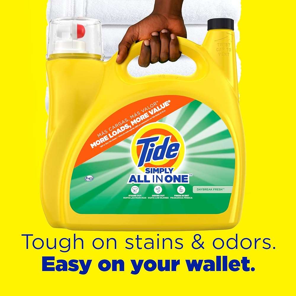 Tide Simply All-In-One Liquid Laundry Detergent, Daybreak Fresh Scent, 138 Loads, 182 fl oz - Image 2