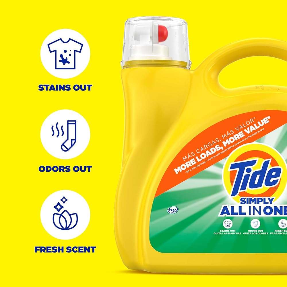 Tide Simply All-In-One Liquid Laundry Detergent, Daybreak Fresh Scent, 138 Loads, 182 fl oz - Image 5