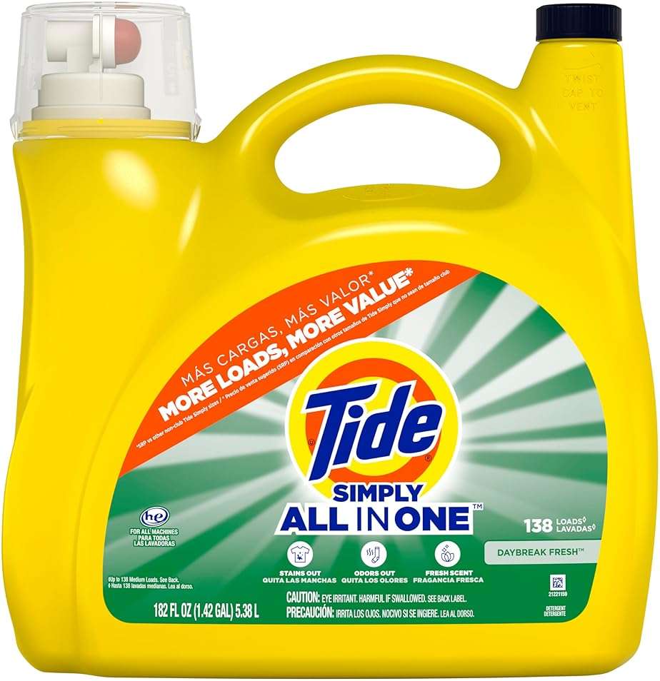 Tide Simply All-In-One Liquid Laundry Detergent, Daybreak Fresh Scent, 138 Loads, 182 fl oz - Image 7